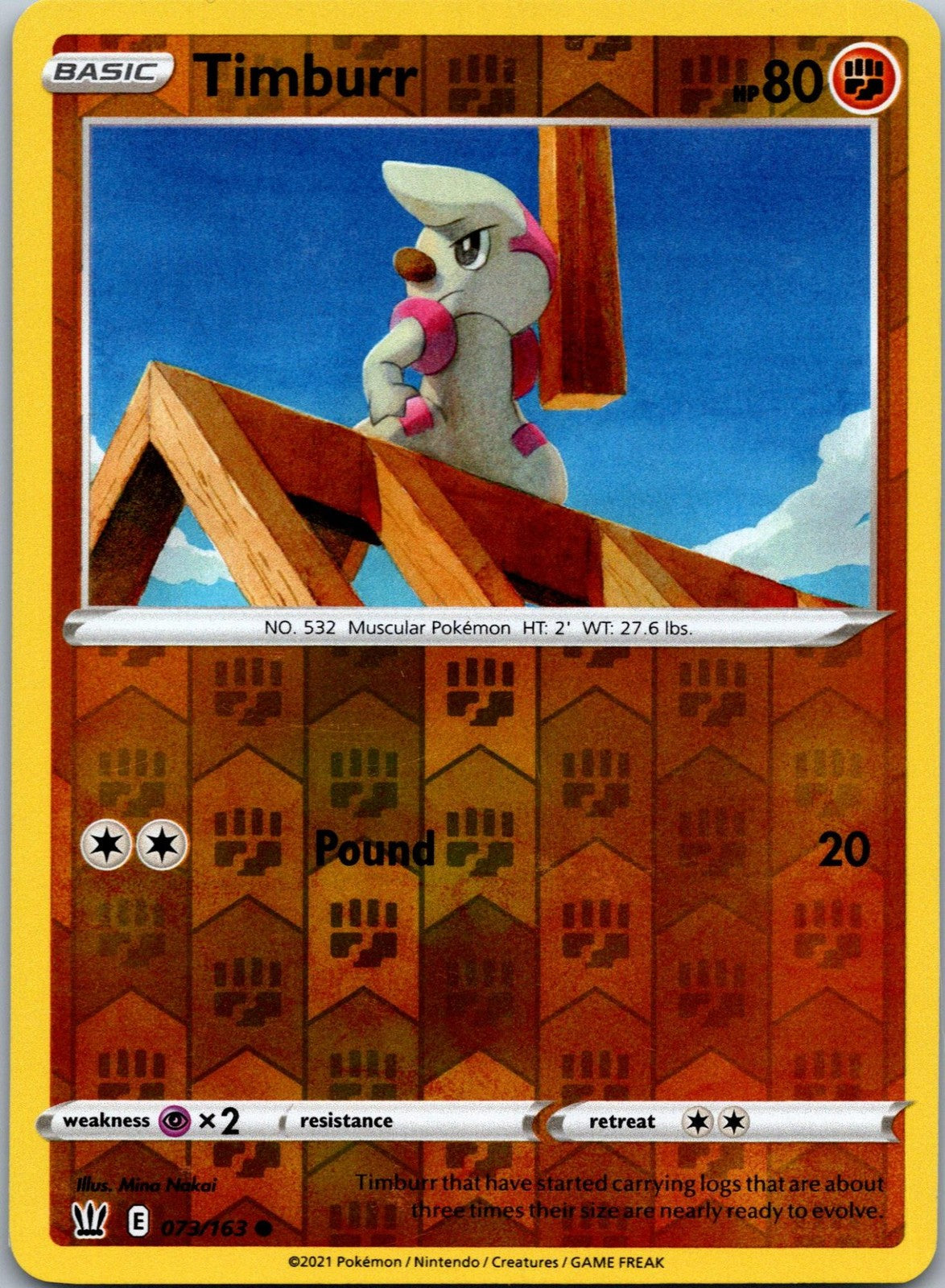 Timburr 073/163 Common Battle Styles Pokemon Near Mint