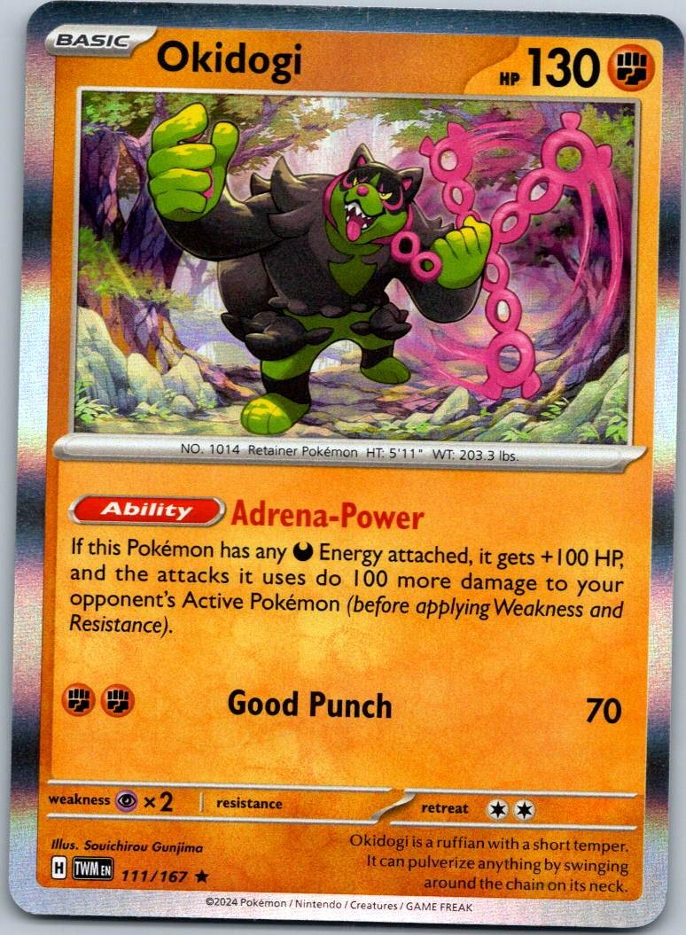 Okidogi 111/167 Rare Twilight Masquerade Pokemon Near Mint