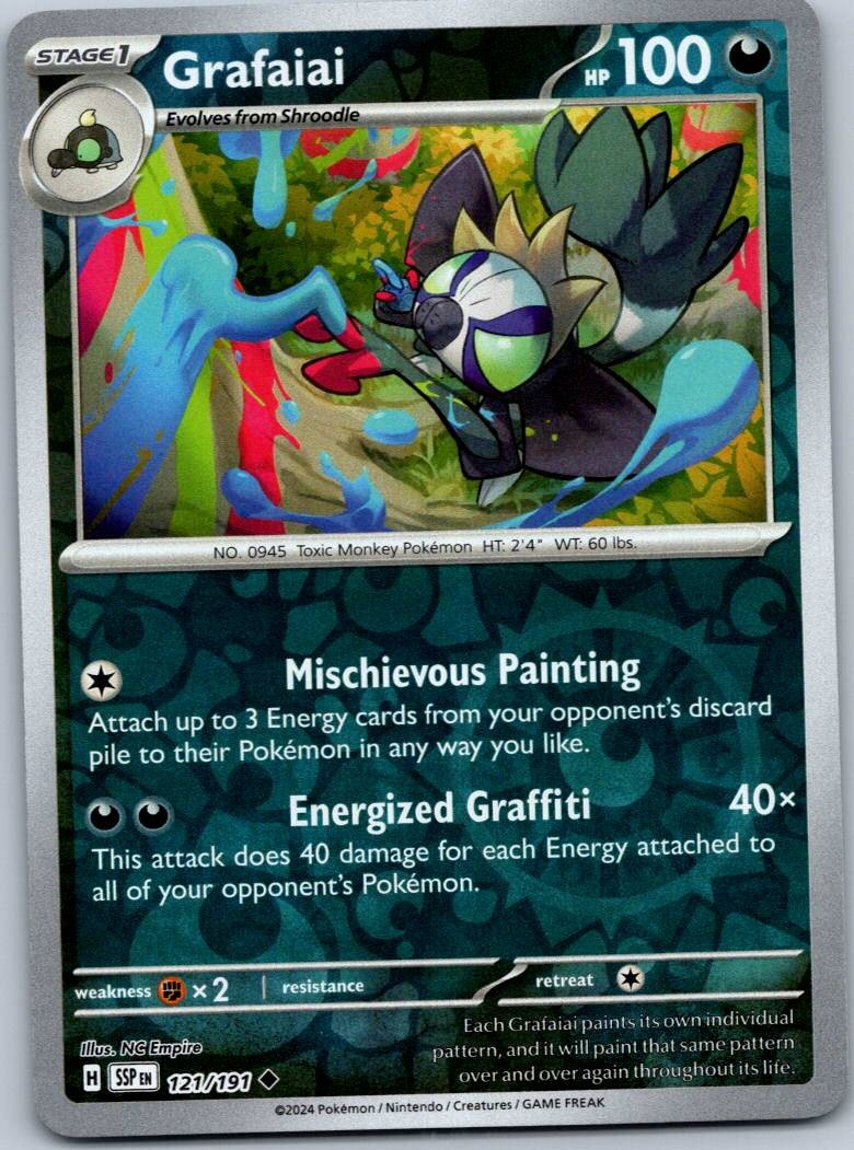 Grafaiai 121/191 Uncommon Surging Sparks Pokemon Reverse Holo Near Mint