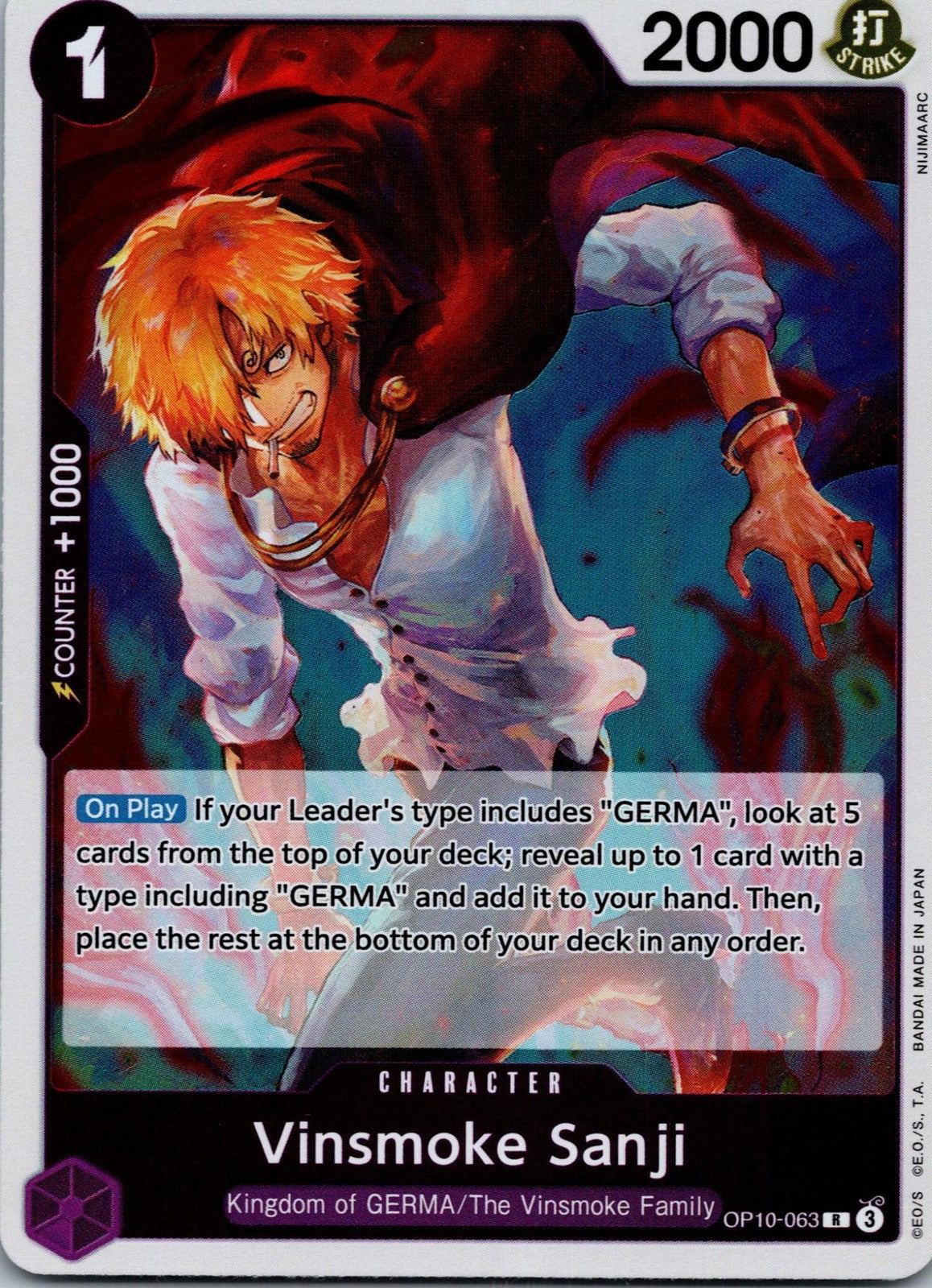 Vinsmoke Sanji OP10-063 Rare Royal Blood One Piece Near Mint