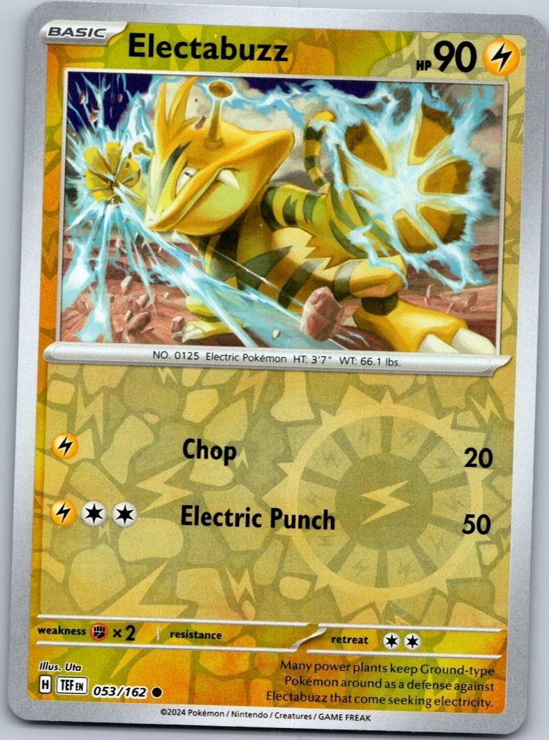 Electabuzz 053/162 Common Temporal Forces Pokemon Reverse Holo Near Mint