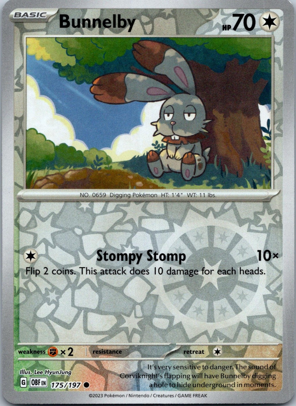 Bunnelby 175/197 Common Obsidian Flames Pokemon Near Mint