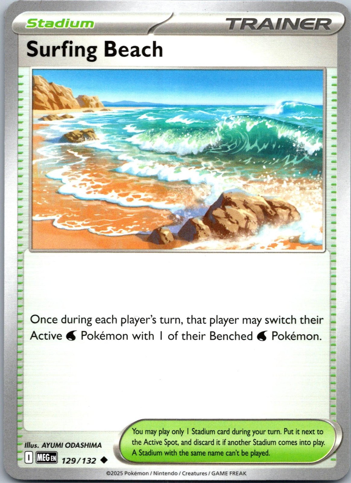 Surfing Beach 129/132 Uncommon Mega Evolution Pokemon Near Mint