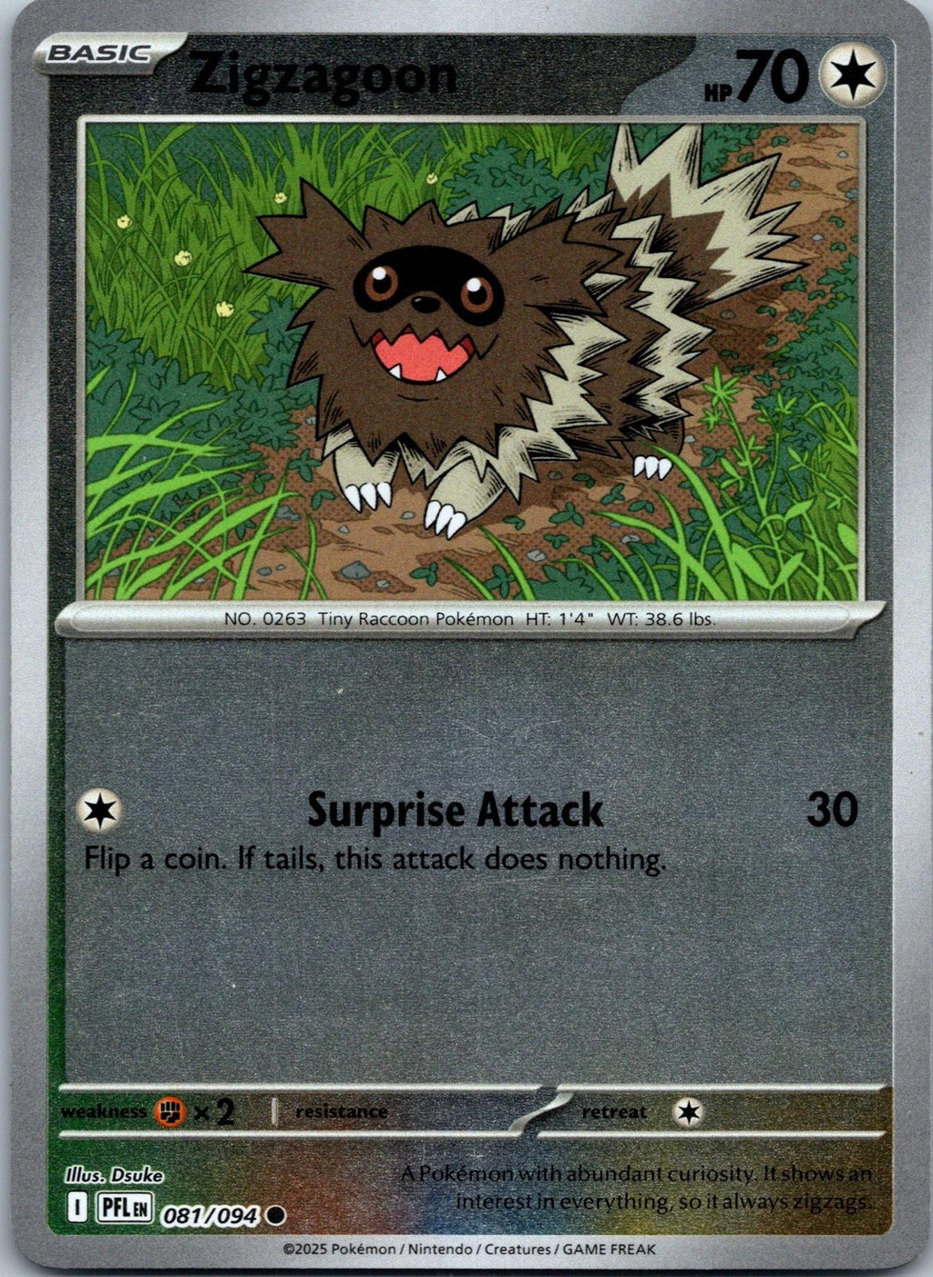 Zigzagoon 081/094 Common Phantasmal Flames Pokemon Near Mint