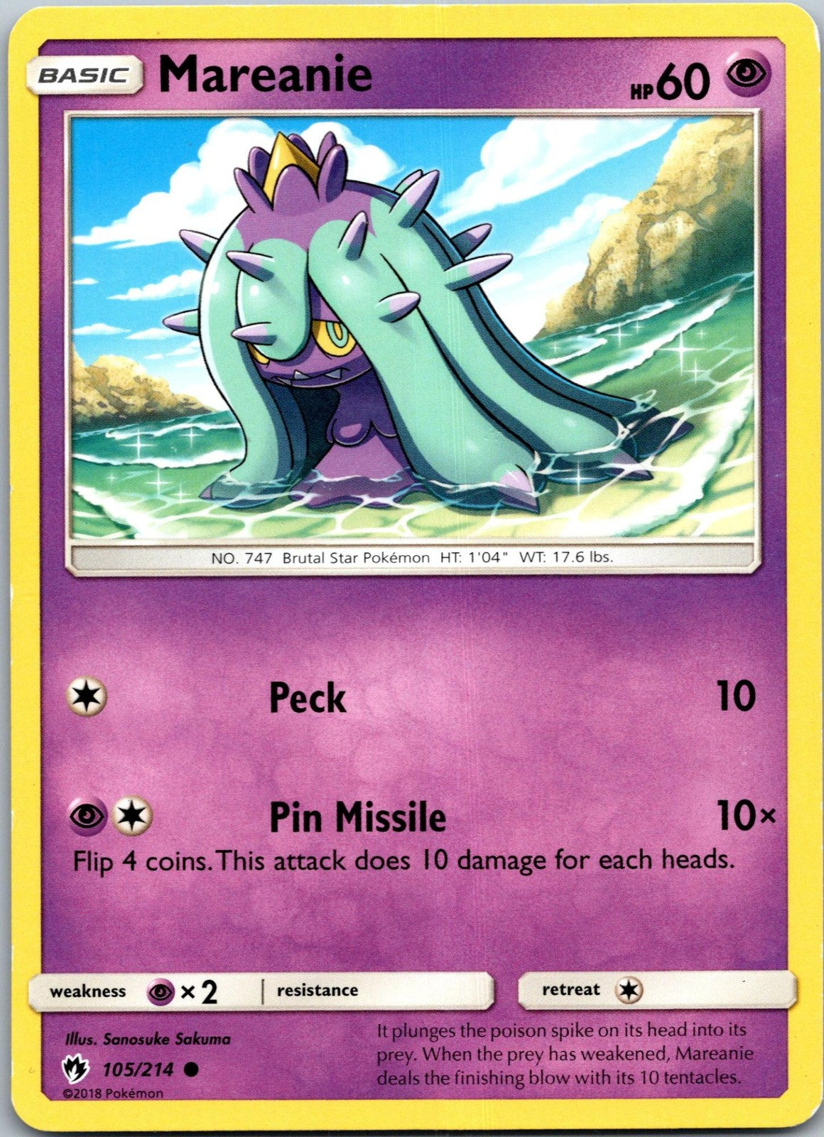 Mareanie 105/214 Common Lost Thunder Pokemon Near Mint