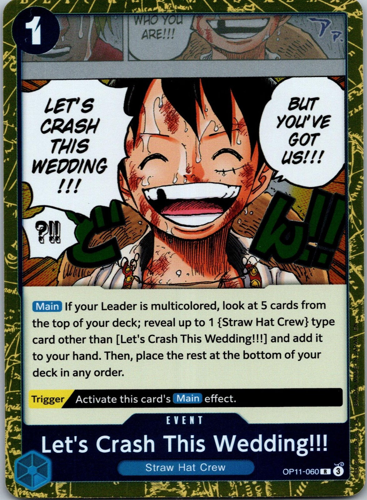 Let's Crash This Wedding!!! OP11-060 Rare A Fist of Divine Speed One Piece NM