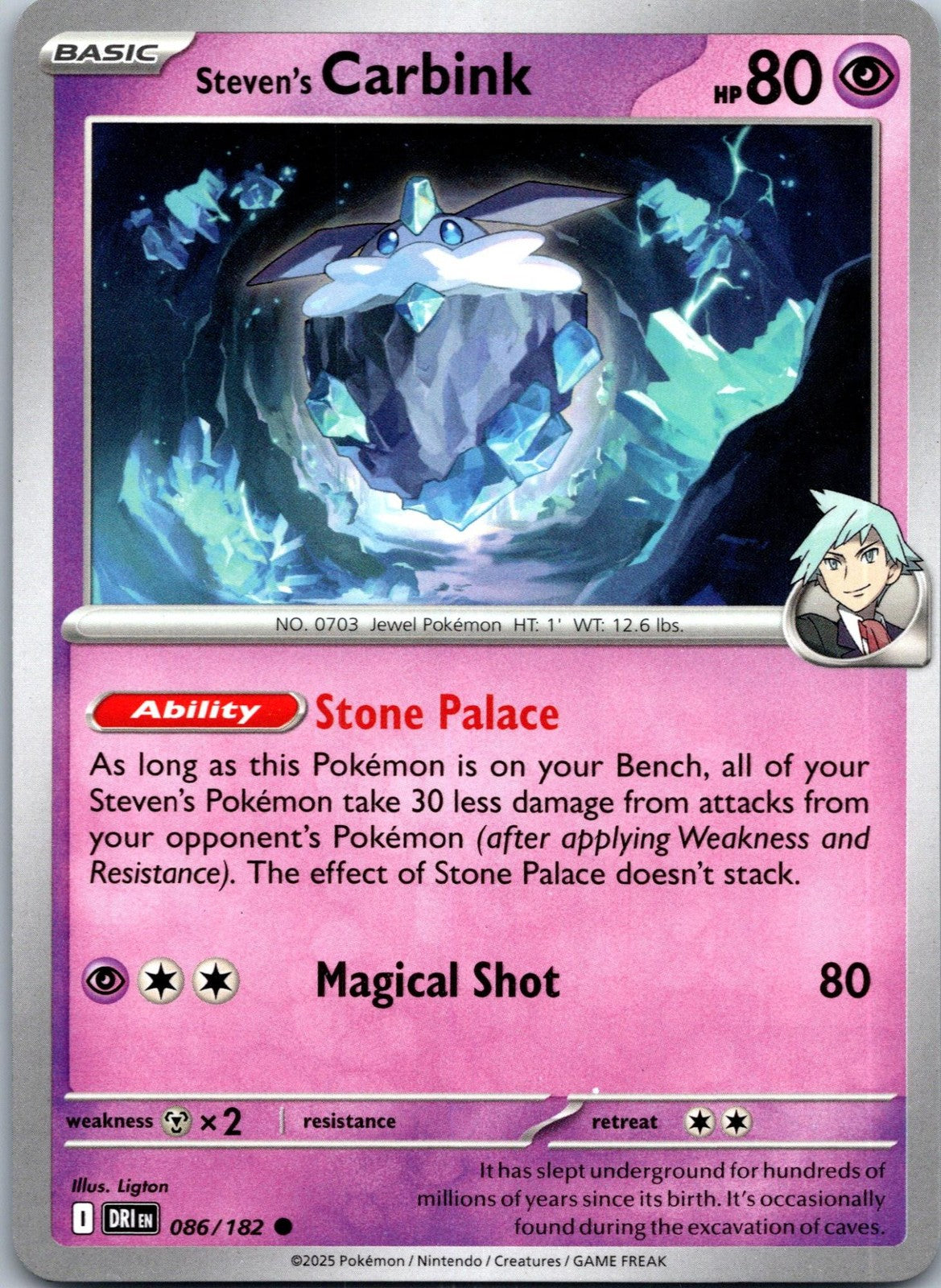 Steven's Carbink 086/182 Common Destined Rivals Pokemon Near Mint