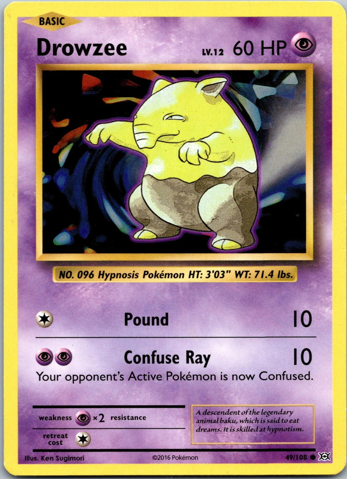 Drowzee 49/108 Common Evolutions Pokemon Near Mint