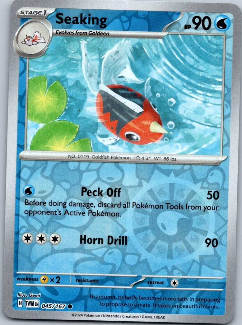 Seaking 045/167 Common Twilight Masquerade Pokemon Reverse Holo Near Mint