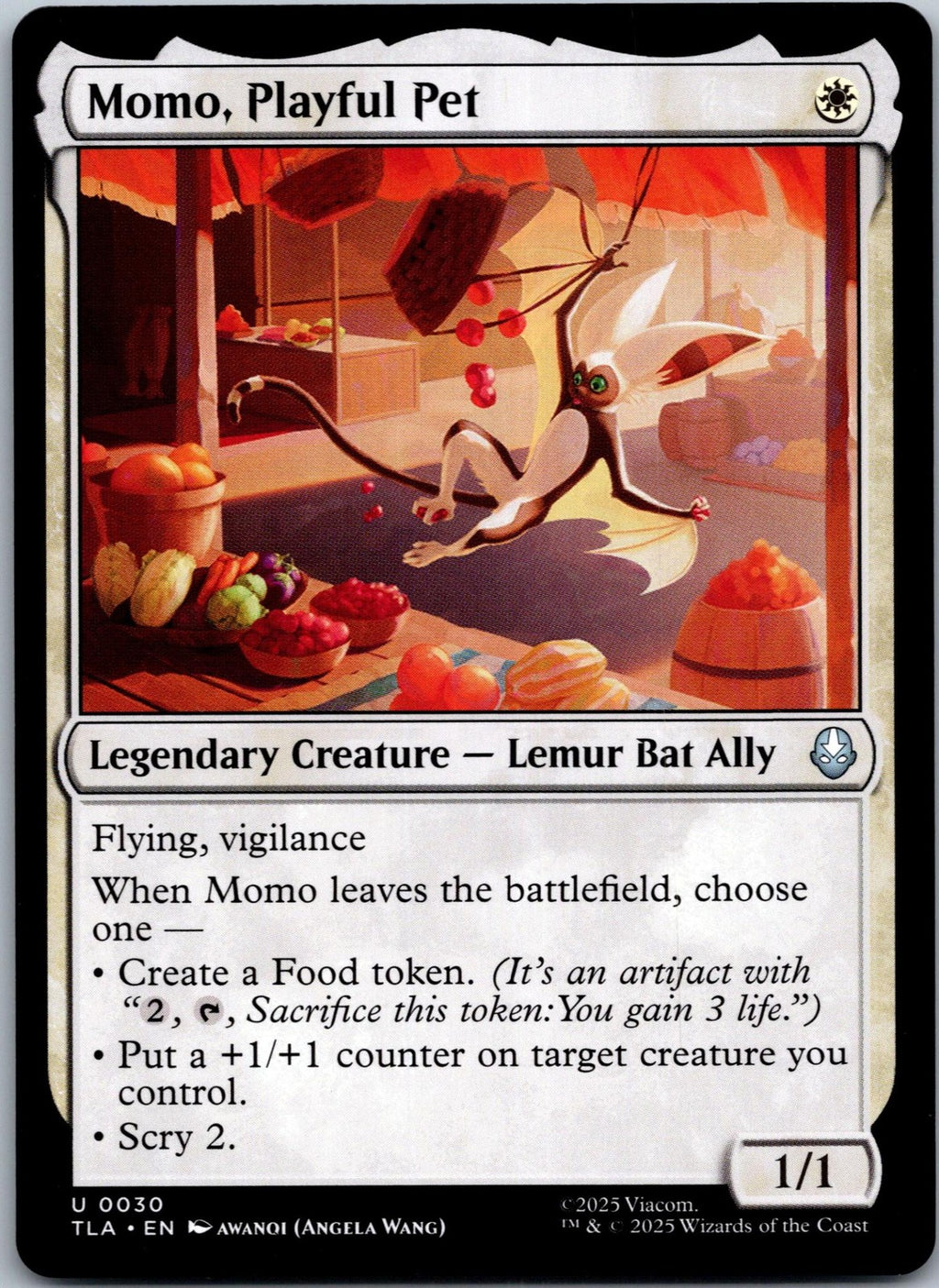 Momo, Playful Pet 30 Uncommon Avatar: The Last Airbender Magic: The Gathering NM