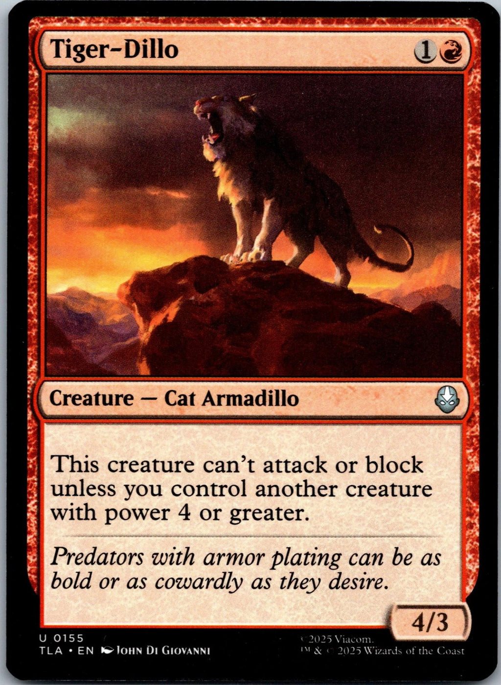 Tiger-Dillo 155 Uncommon Avatar: The Last Airbender Magic: The Gathering NM