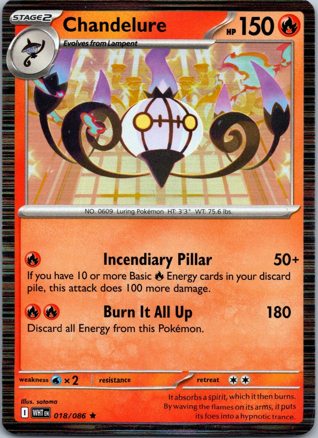 Chandelure 018/086 Rare White Flare Pokemon Near Mint