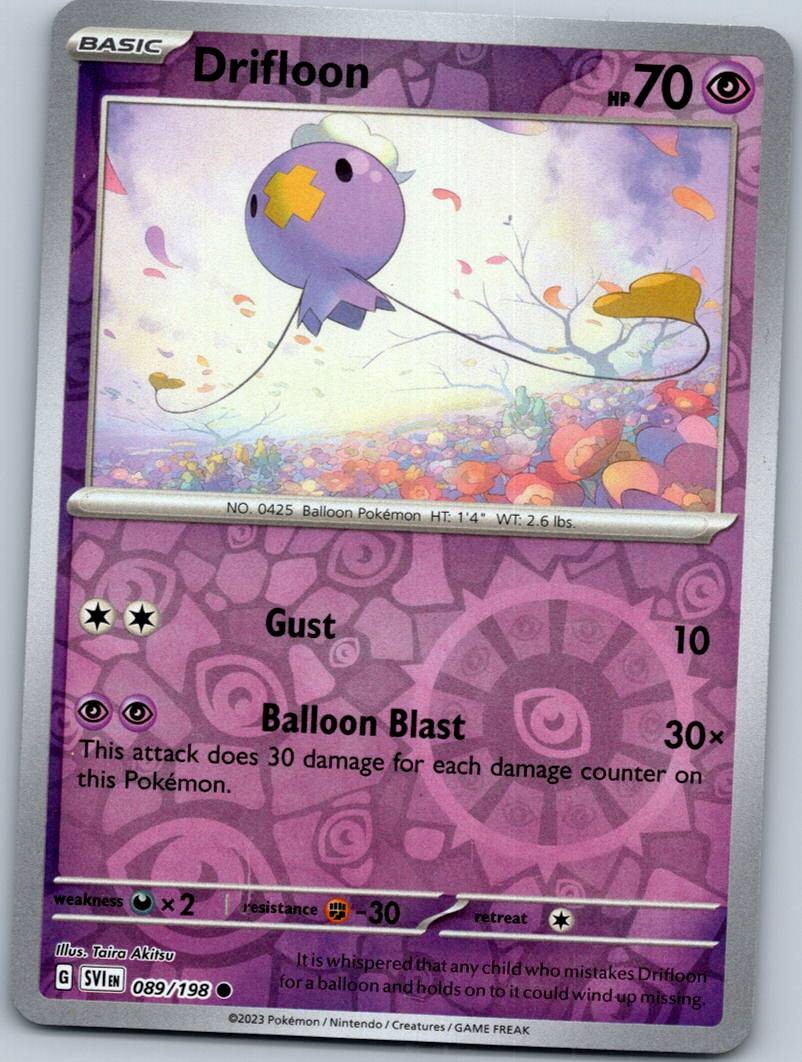 Drifloon 089/198 Reverse Scarlet & Violet Pokemon Near Mint
