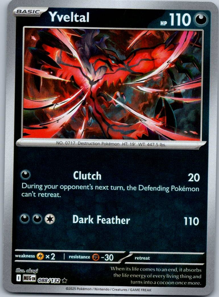 Yveltal 088/132 Rare Mega Evolution Pokemon Reverse Holo Near Mint