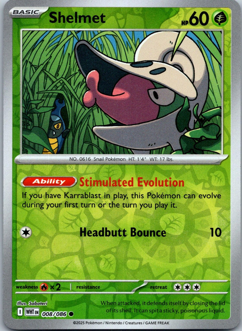 Shelmet 008/086 Common White Flare Pokemon Near Mint
