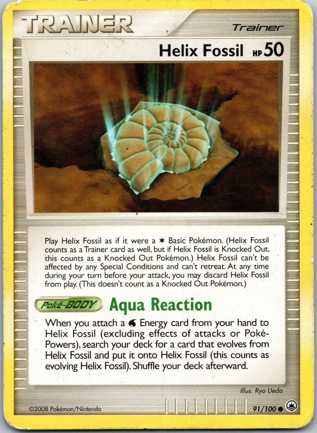 Helix Fossil 91/100 Common Majestic Dawn Pokemon Near Mint