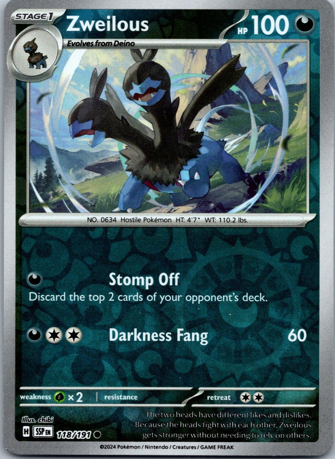 Zweilous 118/191 Common Surging Sparks Pokemon Near Mint