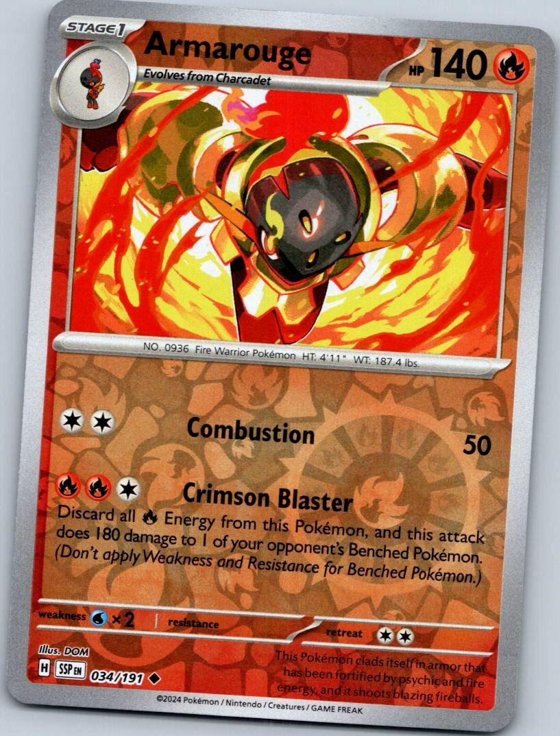 Armarouge 034/191 Uncommon Surging Sparks Pokemon Reverse Holo Near Mint