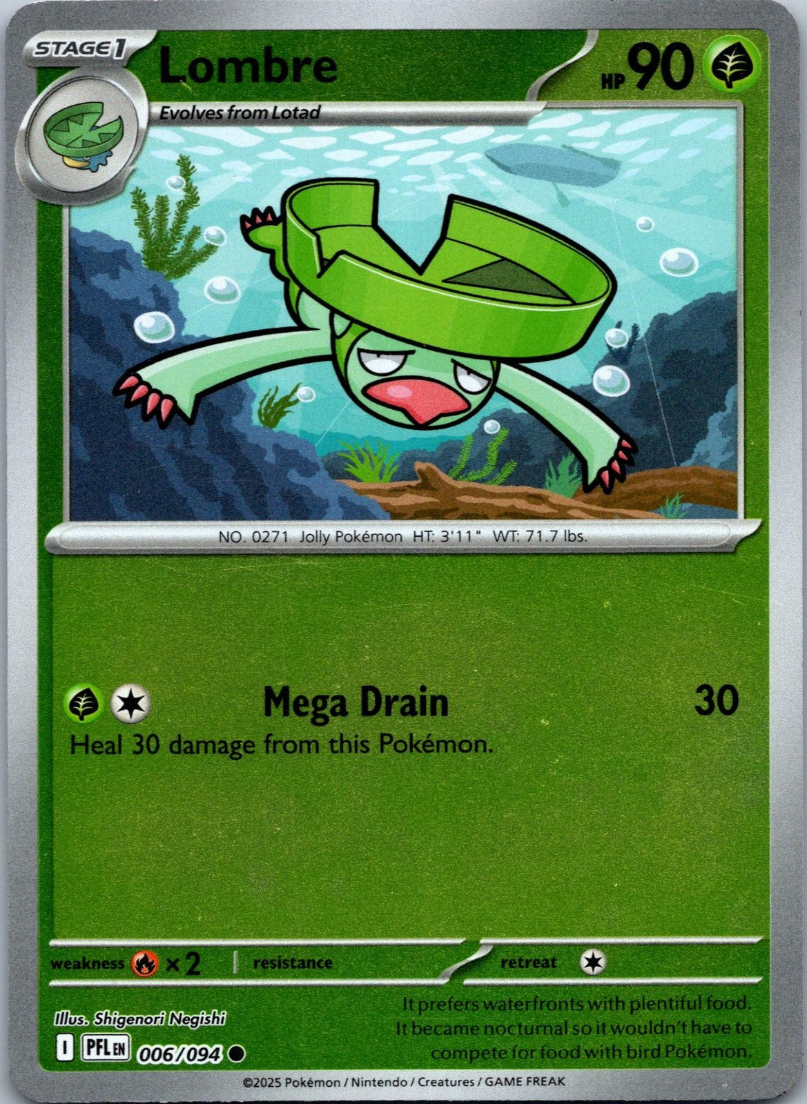 Lombre 006/094 Common Phantasmal Flames Pokemon Near Mint