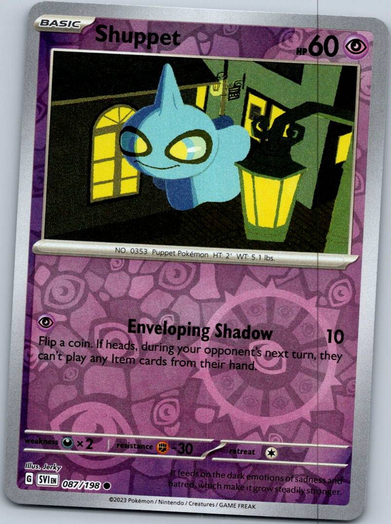 Shuppet 087/198 Common Scarlet & Violet Pokemon Reverse Holo Near Mint