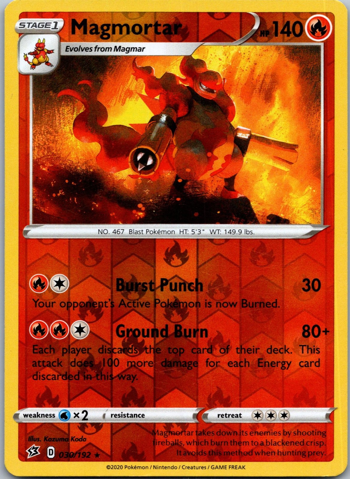 Magmortar 030/192 Rare Rebel Clash Pokemon Near Mint
