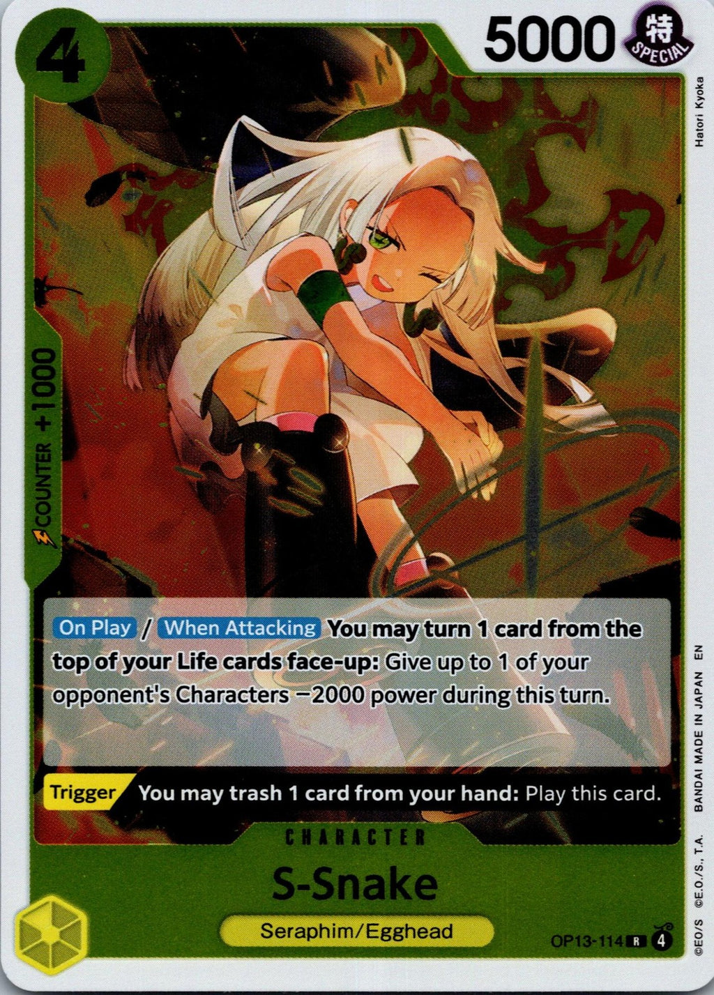 S-Snake OP13-114 Rare Carrying On His Will One Piece Near Mint