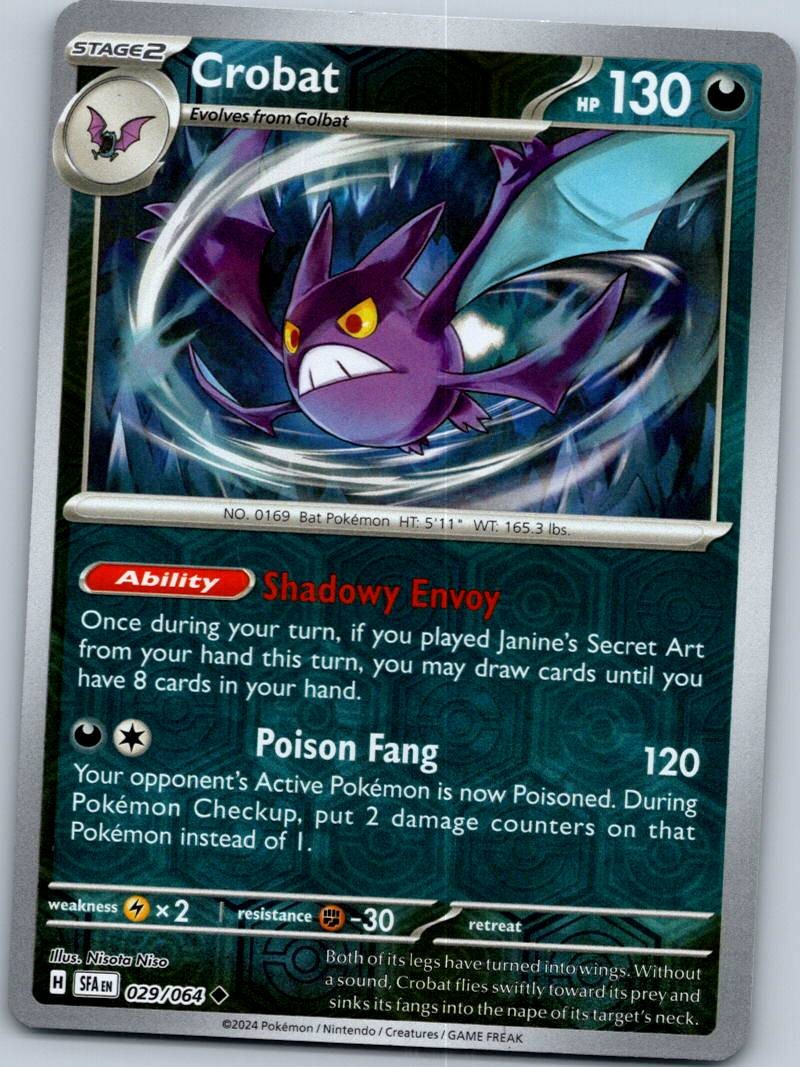 Crobat 029/064 Uncommon Shrouded Fable Pokemon Reverse Holo Near Mint