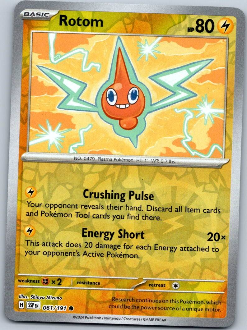 Rotom 061/191 Common Surging Sparks Pokemon Reverse Holo Near Mint