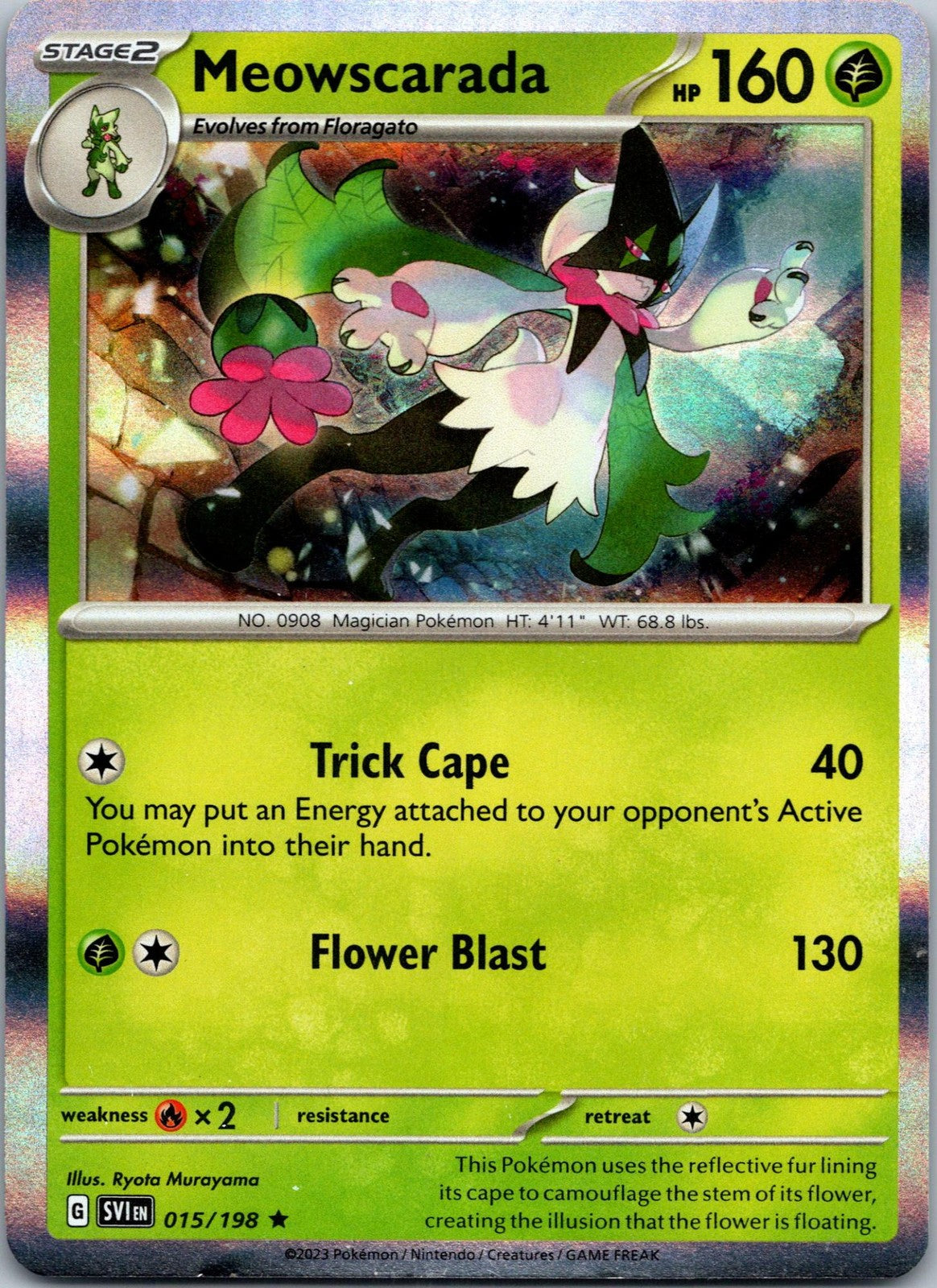 Meowscarada 015/198 Rare Scarlet & Violet Pokemon Near Mint