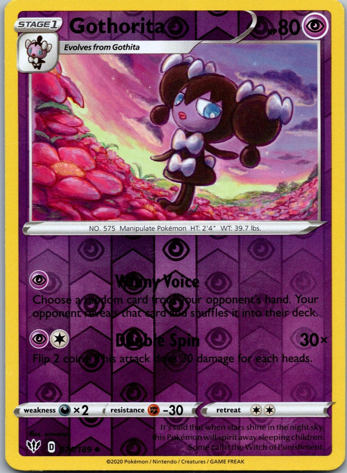 Gothorita 074/189 Uncommon Darkness Ablaze Pokemon Near Mint