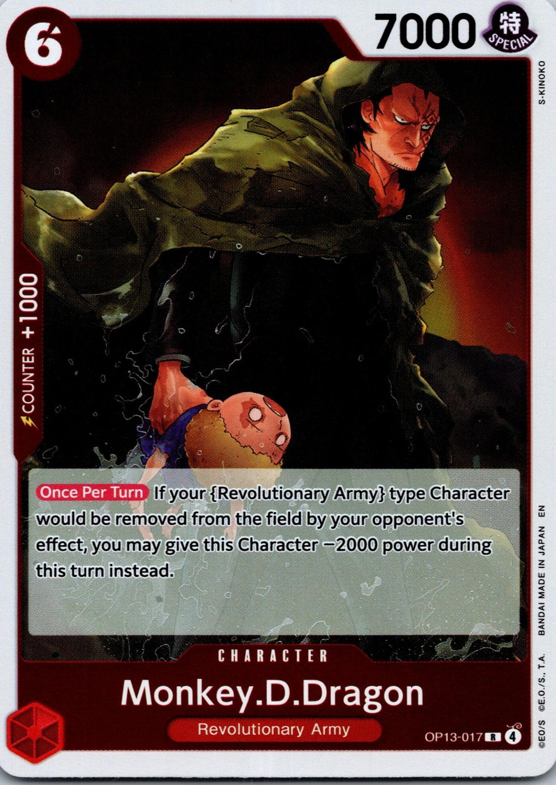 Monkey.D.Dragon OP13-017 Rare Carrying On His Will One Piece Near Mint