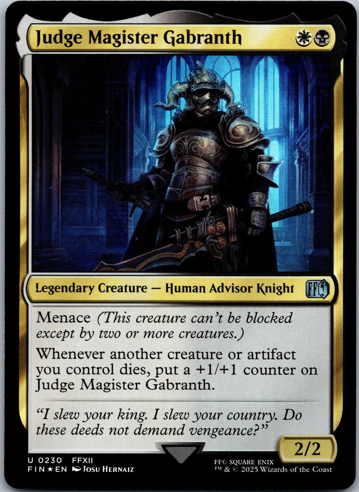 Judge Magister Gabranth 230 Uncommon Final Fantasy Magic: The Gathering NM