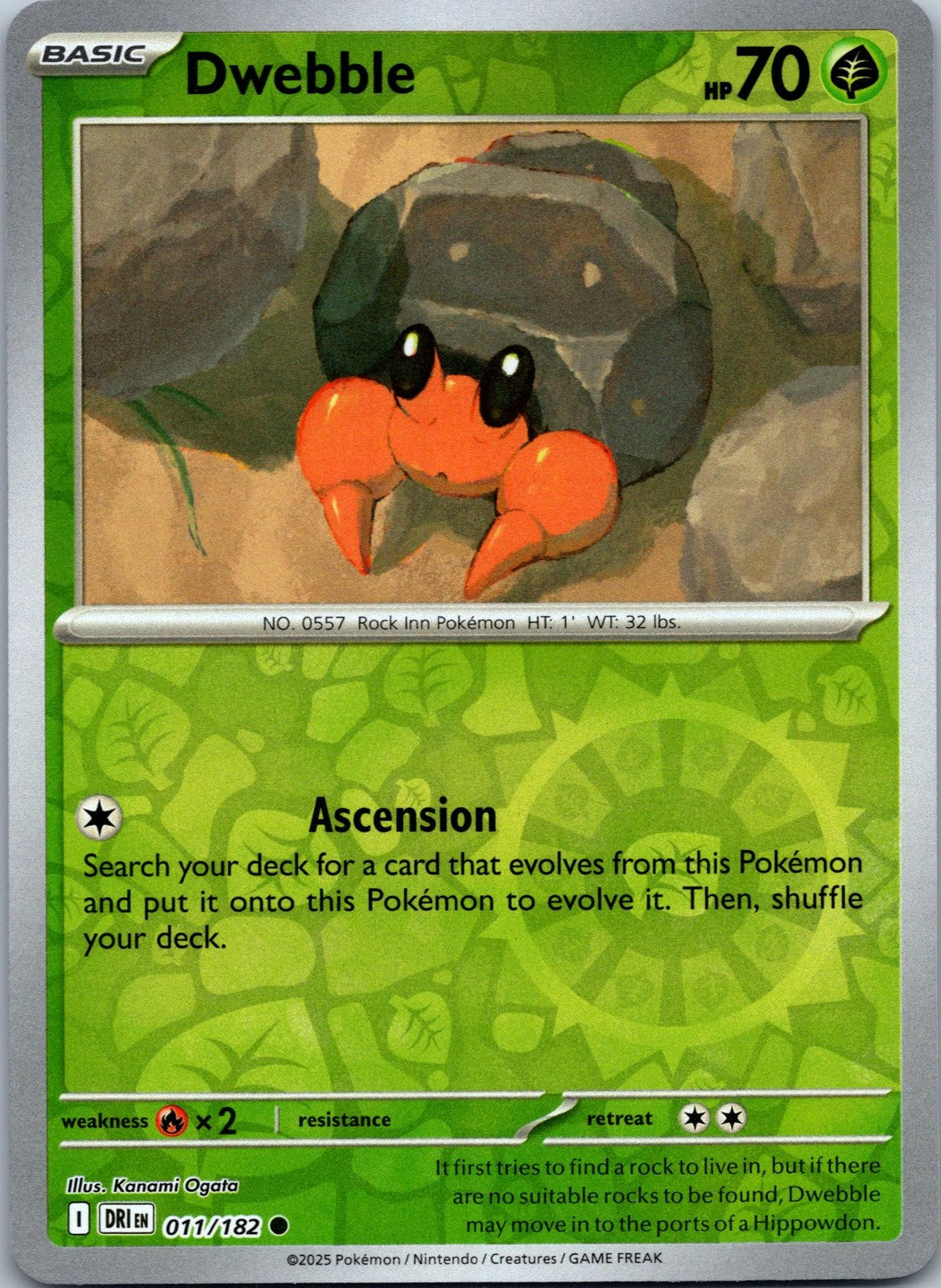 Dwebble 011/182 Common Destined Rivals Pokemon Near Mint