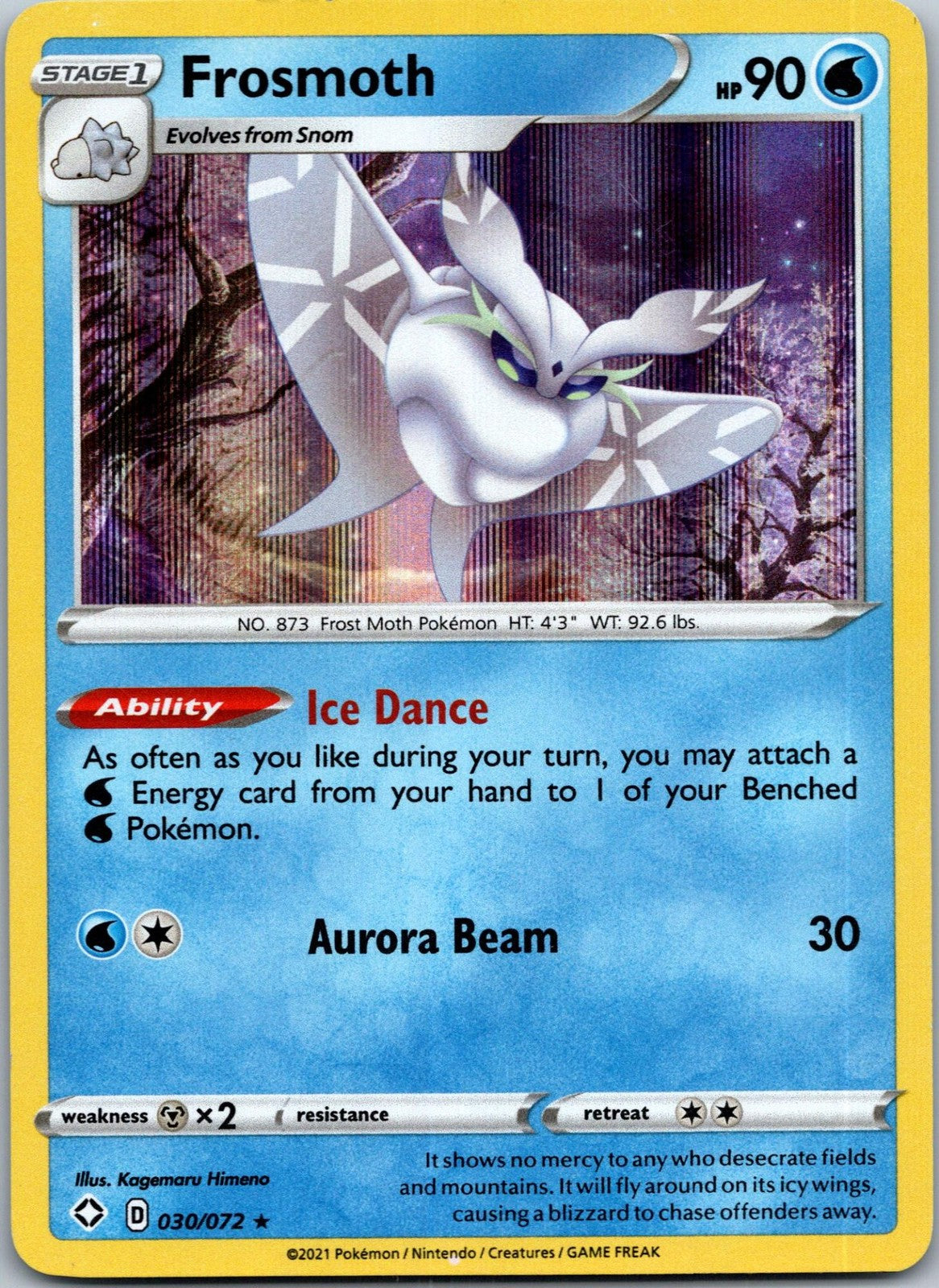 Frosmoth 030/072 Holo Rare Shining Fates Pokemon Near Mint