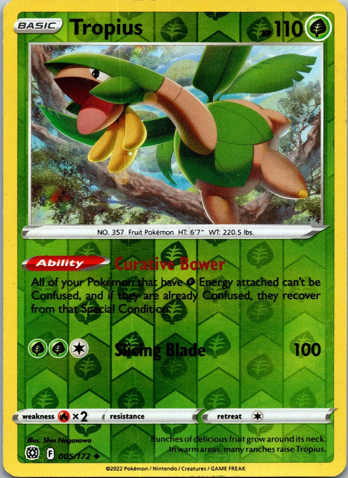 Tropius 005/172 Uncommon Brilliant Stars Pokemon Near Mint