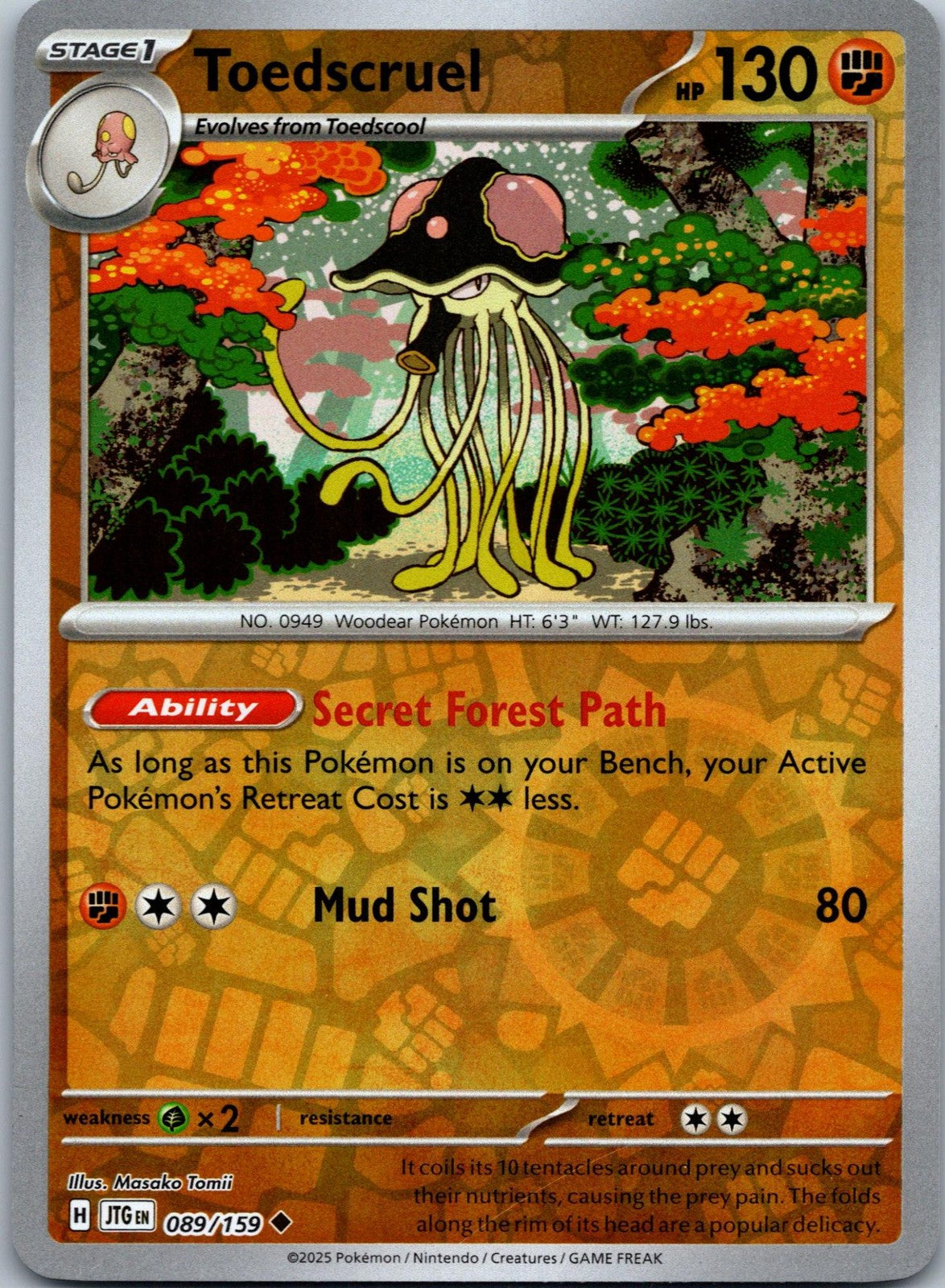 Toedscruel 089/159 Uncommon Journey Together Pokemon Near Mint