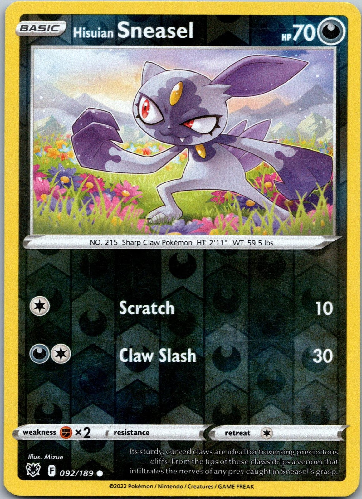 Hisuian Sneasel 092/189 Common Astral Radiance Pokemon Near Mint