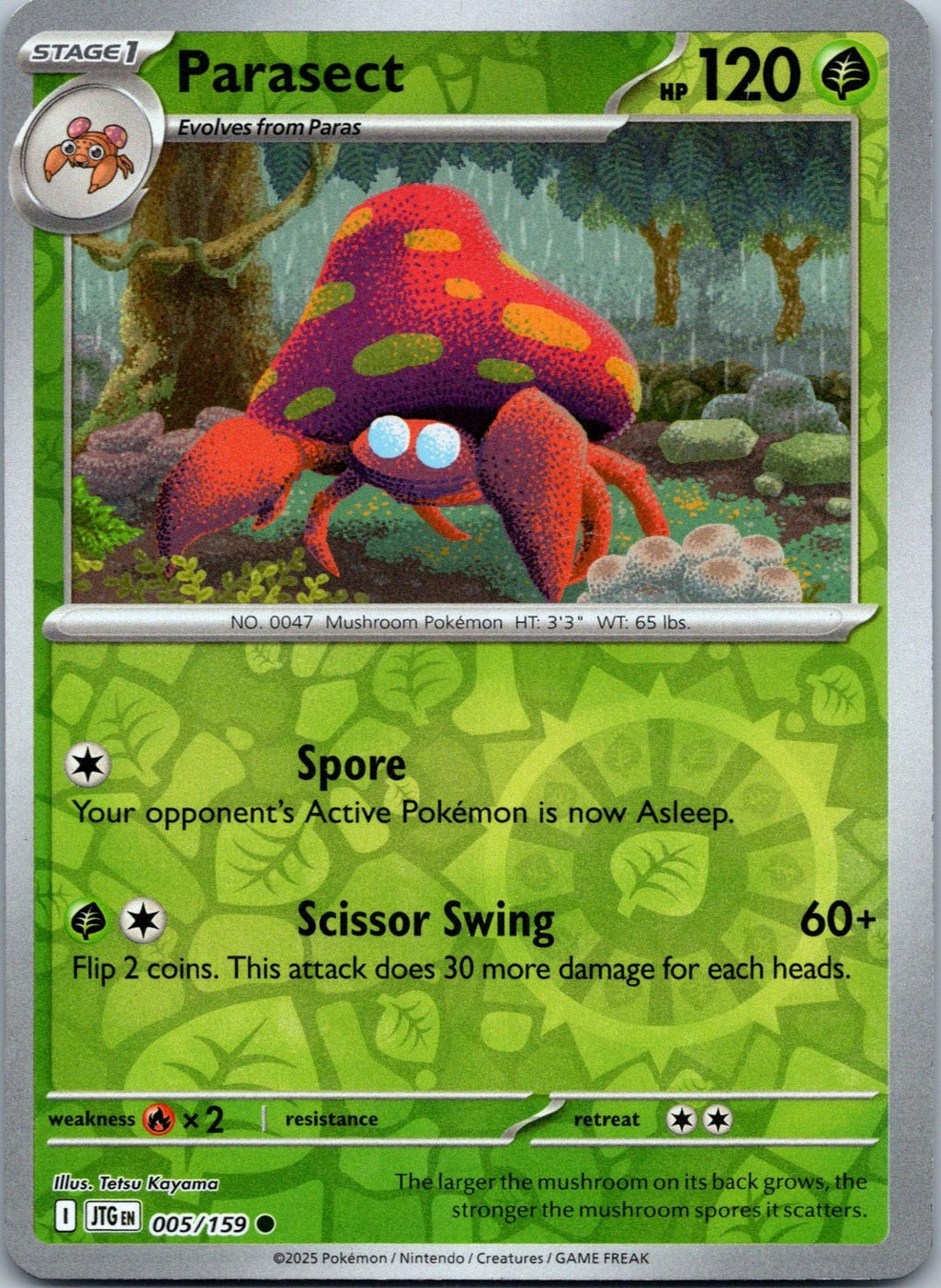 Parasect 005/159 Common Journey Together Pokemon Near Mint
