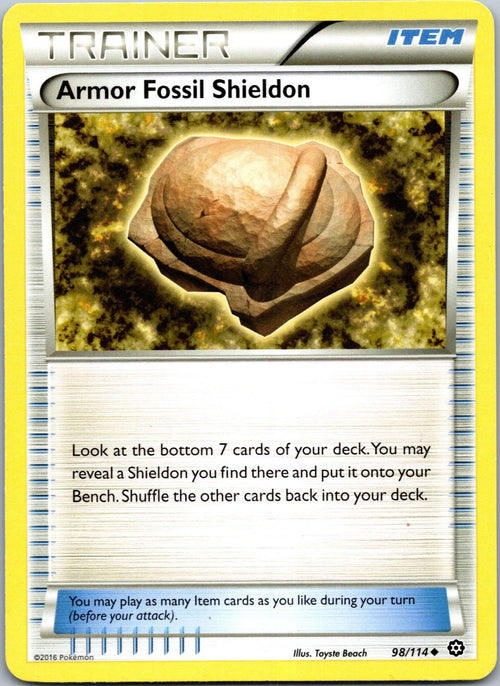 Armor Fossil Shieldon 98/114 Uncommon Steam Siege Pokemon Near Mint