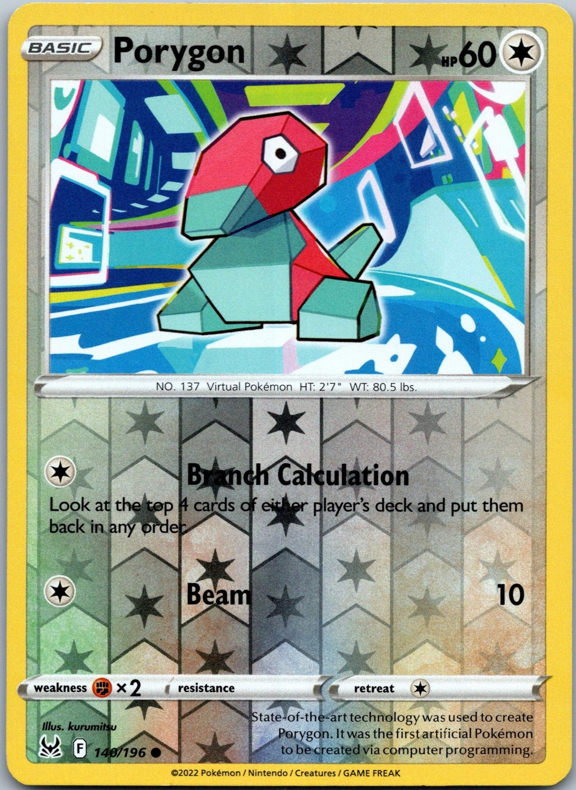 Porygon 140/196 Common Lost Origin Pokemon Near Mint