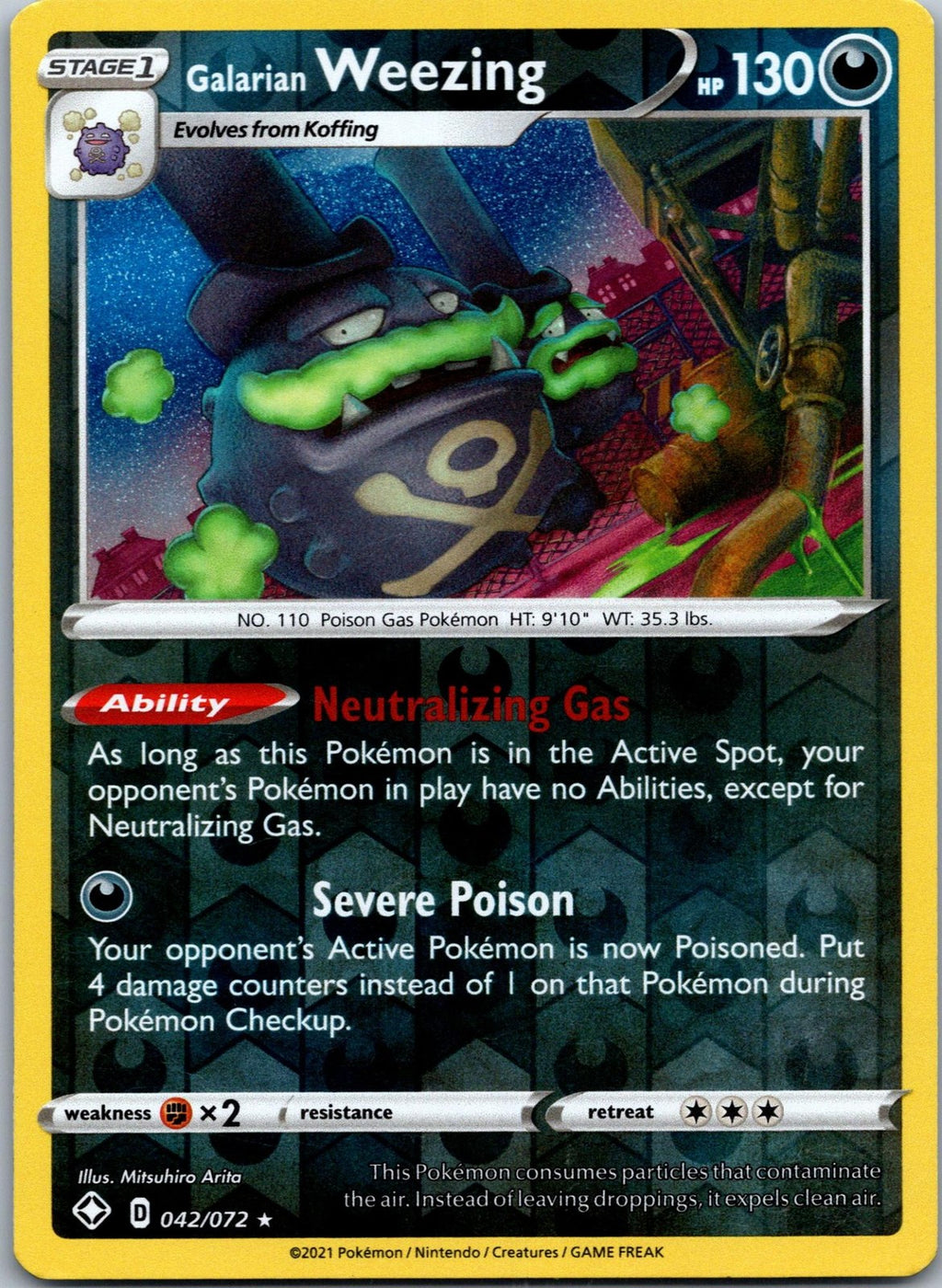 Galarian Weezing 042/072 Holo Rare Shining Fates Pokemon Near Mint