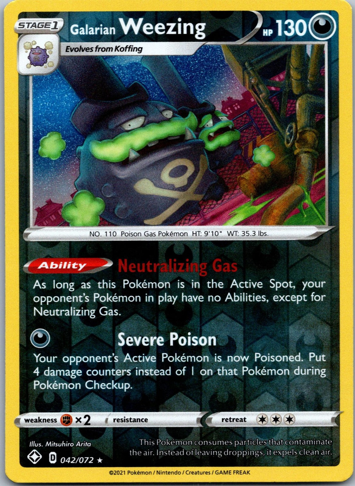 Galarian Weezing 042/072 Holo Rare Shining Fates Pokemon Near Mint
