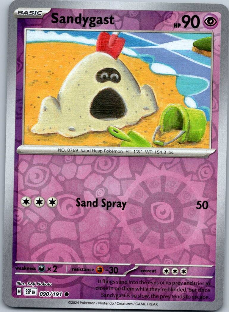 Sandygast 090/191 Common Surging Sparks Pokemon Reverse Holo Near Mint