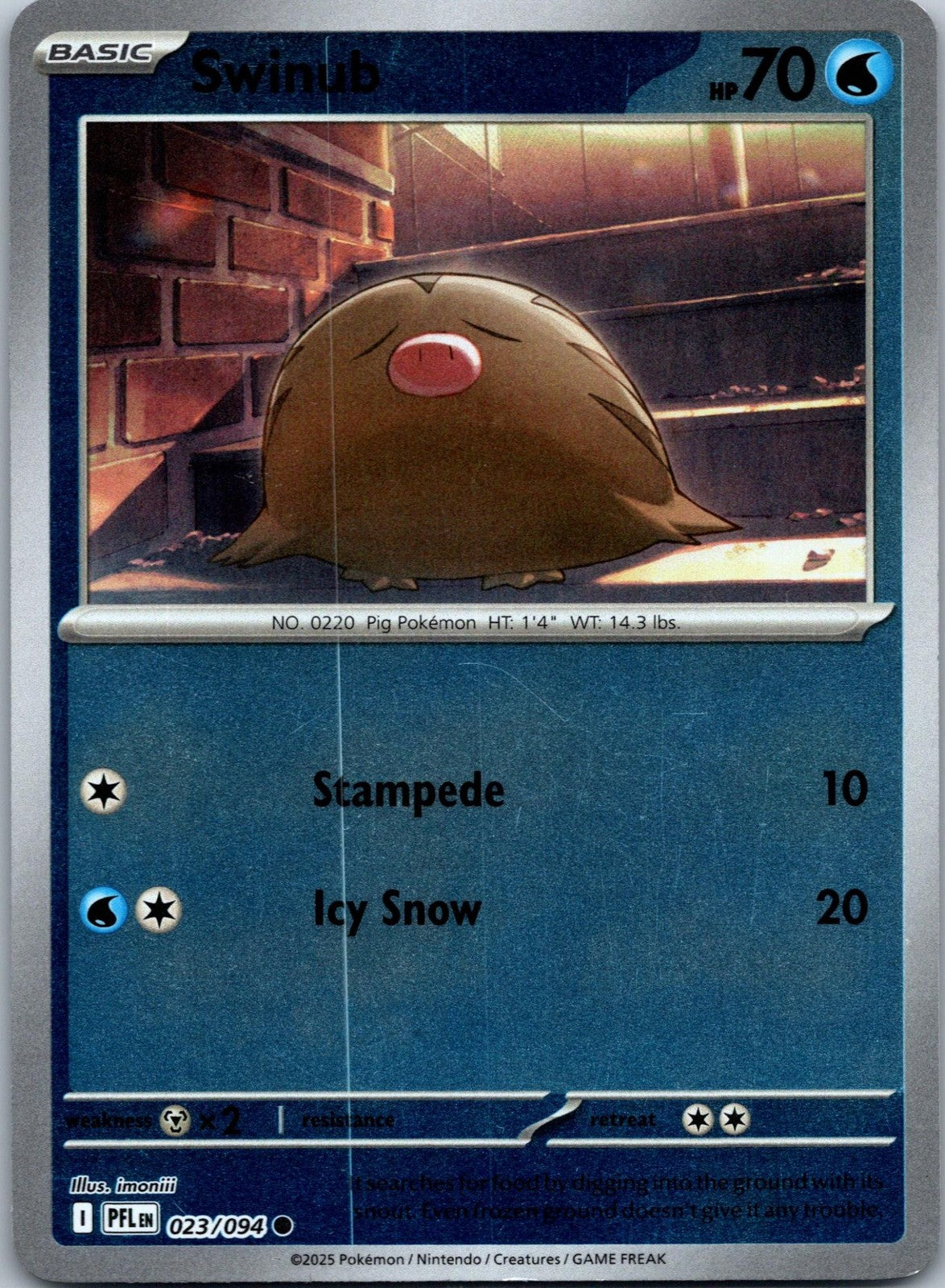 Swinub 023/094 Common Phantasmal Flames Pokemon Near Mint