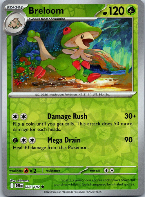 Breloom 006/182 Common Destined Rivals Pokemon Near Mint