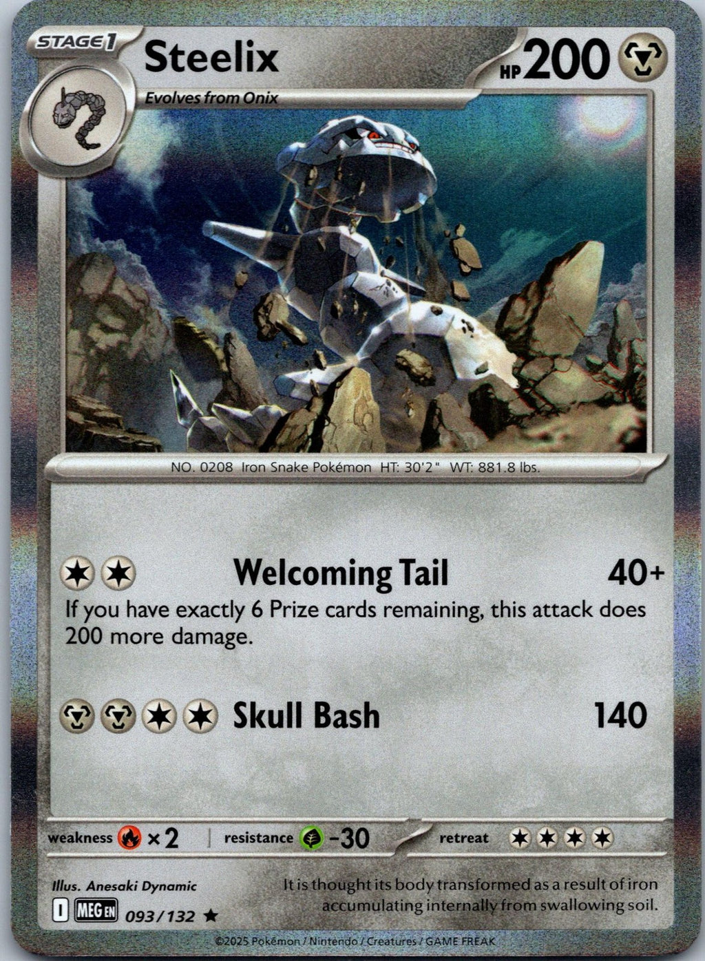 Steelix 093/132 Rare Mega Evolution Pokemon Near Mint