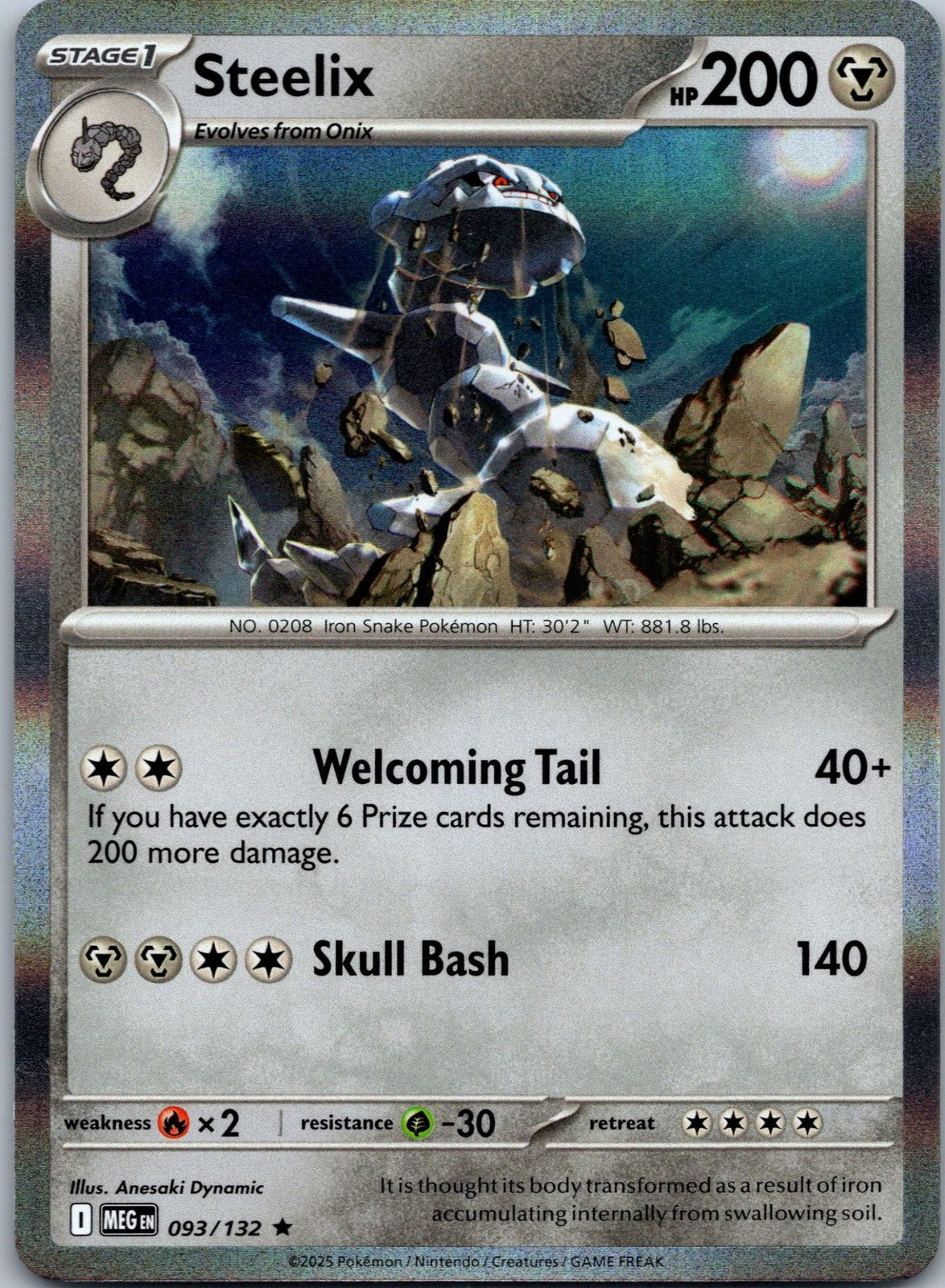 Steelix 093/132 Rare Mega Evolution Pokemon Near Mint