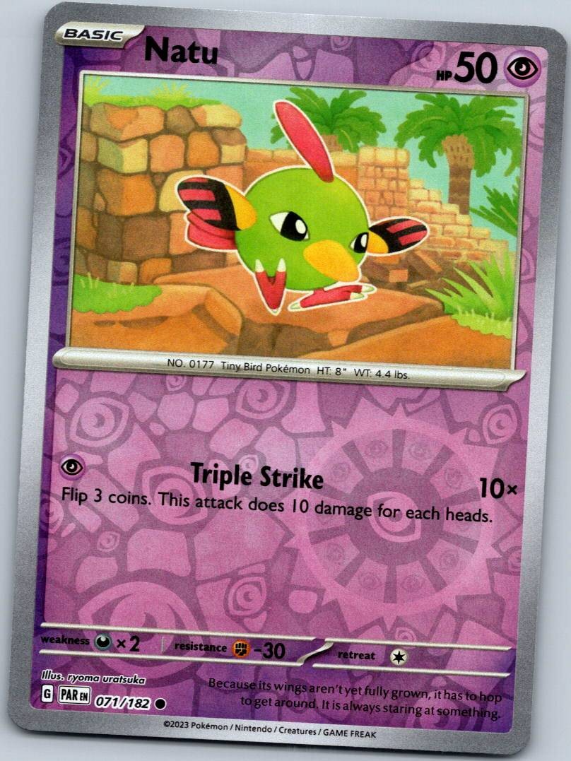 Natu 071/182 Common Paradox Rift Pokemon Reverse Holo Near Mint