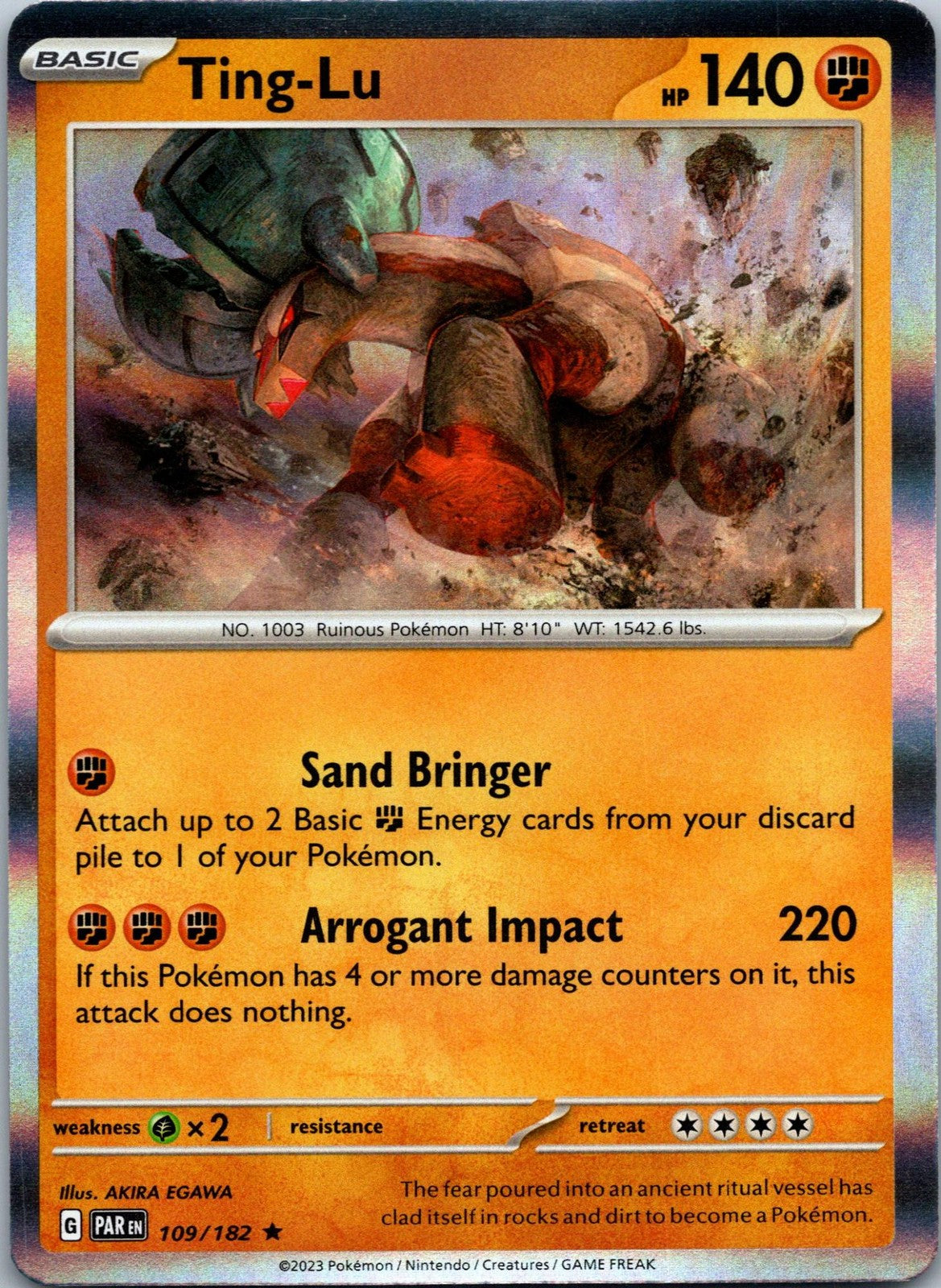 Ting-Lu 109/182 Rare Paradox Rift Pokemon Near Mint