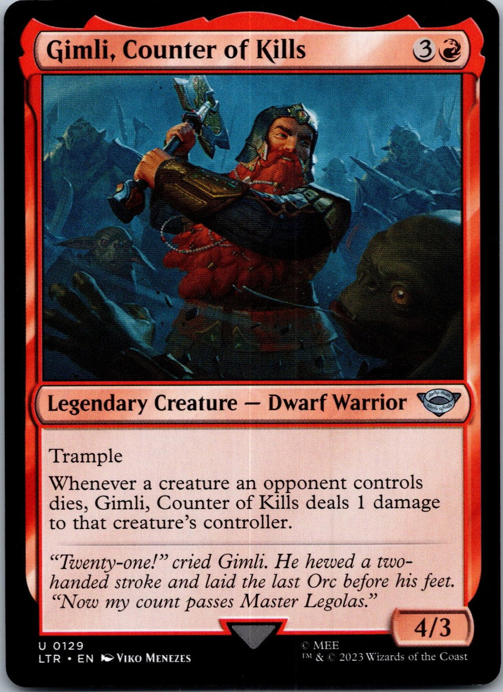 Gimli, Counter of Kills: The Lord of the Rings:  Magic The Gathering NM